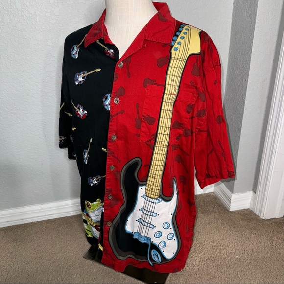 Chillwear Y2K frog guitar all over print graphic Button Front Shirt XL - Picture 8 of 12